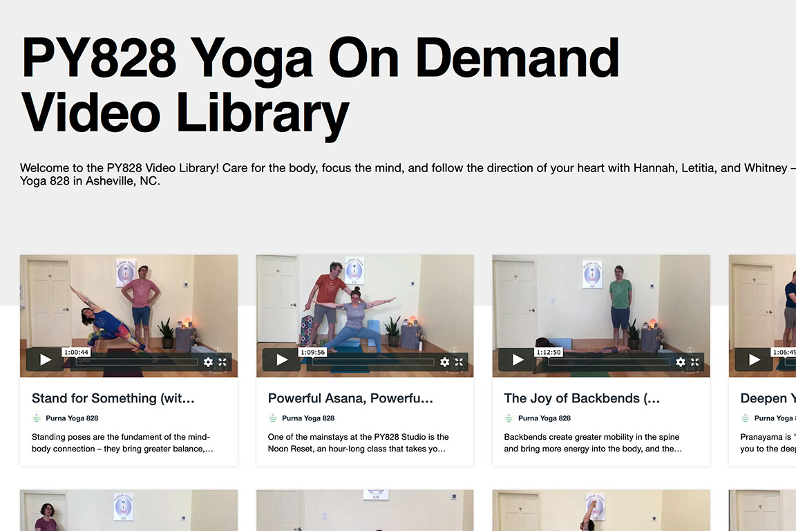 Purna Yoga 828 Announcing the PY828 On-demand Video Library